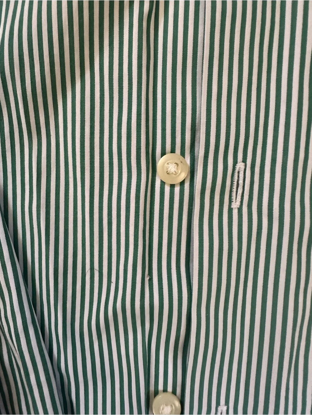 Banana Republic Green and White Stripe Fitted Dress Shirt